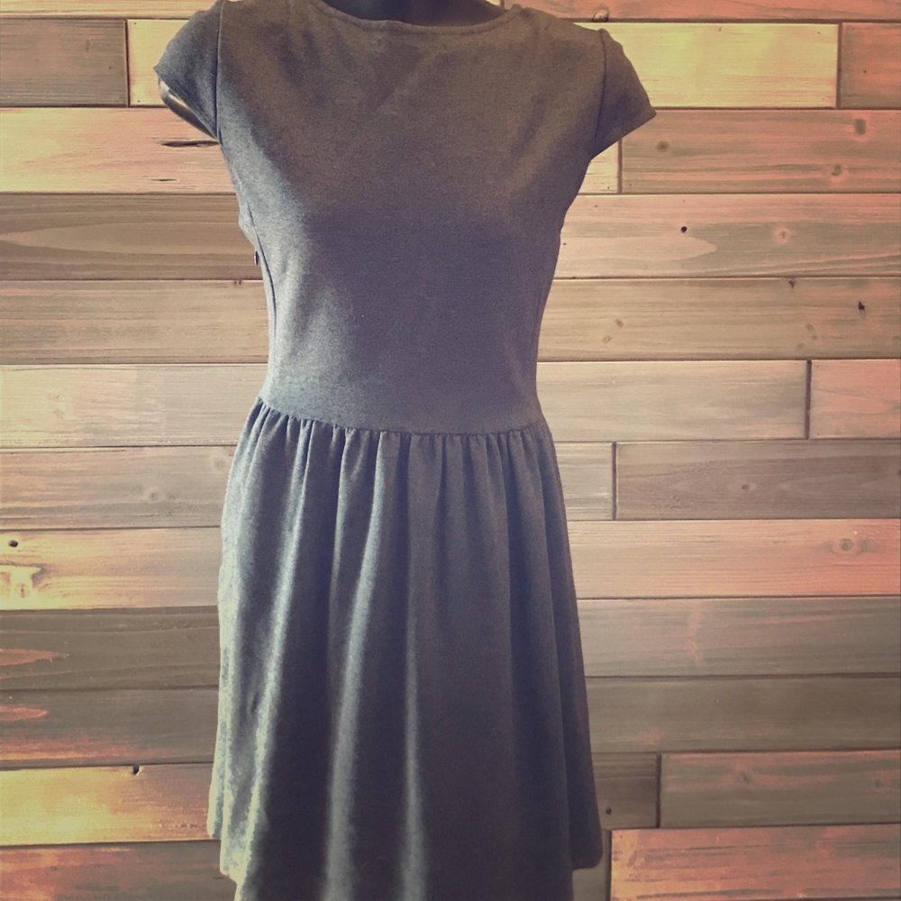 Madewell flares skirt, hidden pocket grey dress